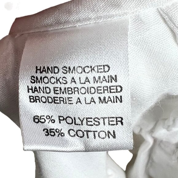 Sarah Louise England Girls White Hand Smocked Embroidered Dress 12 M Heirloom - Picture 10 of 12